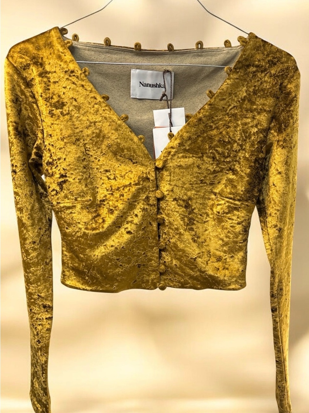 Nanushka Linna Curry Crushed Velvet With Loop Closure